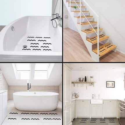 24pcs /Bag Wavy Shaped Gravel Pattern Bathtub Non-Slip Sticker, Specification: 1.3 x 18cm(Gray)-garmade.com