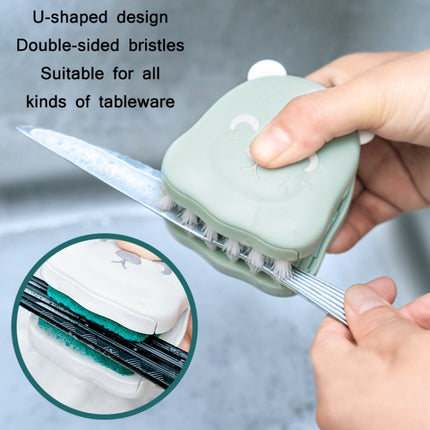 U-shaped Knife Chopsticks Double-sided Cleaning Brush, Colour: Hair Brush (White)-garmade.com