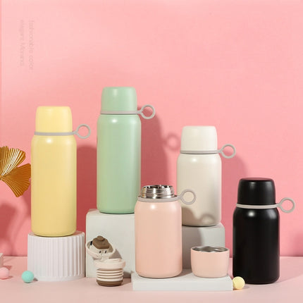 350ml 316 Stainless Steel Insulation Cup Large Capacity Big Belly Cup with Strap(Pink)-garmade.com