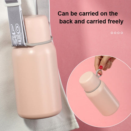 350ml 316 Stainless Steel Insulation Cup Large Capacity Big Belly Cup with Strap(Pink)-garmade.com
