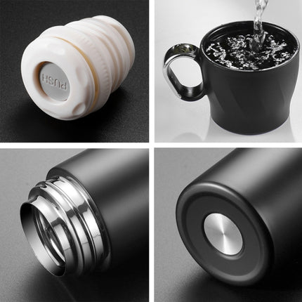 500ml 304 Stainless Steel Handy Cup with Lid Vacuum Insulation Cup(White)-garmade.com