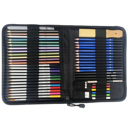 51 PCS / Set YOVER Sketch Pencil Set Water Soluble Color Lead Art Painting Kit(Black)-garmade.com