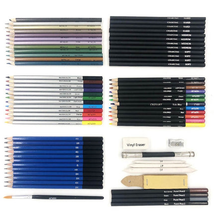 51 PCS / Set YOVER Sketch Pencil Set Water Soluble Color Lead Art Painting Kit(Black)-garmade.com