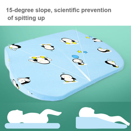Newborn Baby Anti-spitting Milk Ramp Pad Ridge Protection Anti-spill Pillow(Blue Penguin)-garmade.com