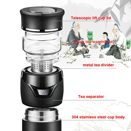 101-500ML Insulation Cup Tea Water Separation Tea Cup,Style: Stainless Steel Black-garmade.com