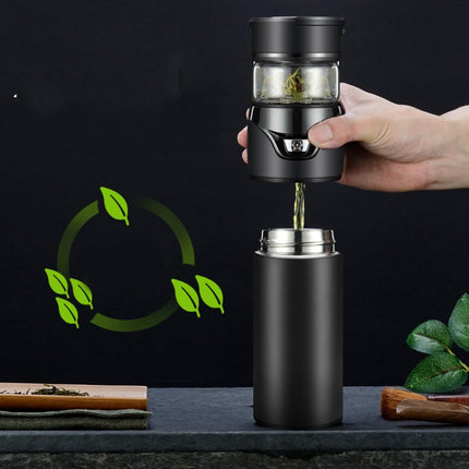 101-500ML Insulation Cup Tea Water Separation Tea Cup,Style: Stainless Steel Black-garmade.com