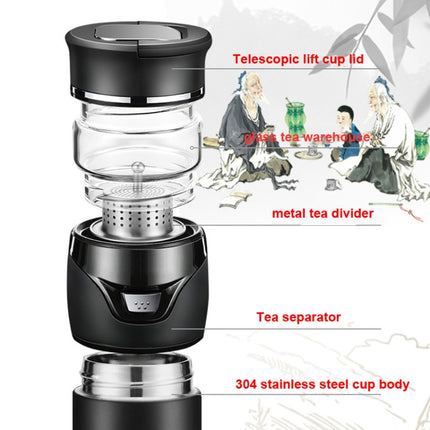 101-500ML Insulation Cup Tea Water Separation Tea Cup,Style: Stainless Steel Gray-garmade.com