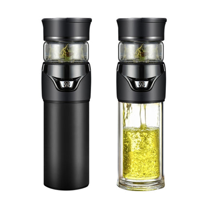 101-500ML Insulation Cup Tea Water Separation Tea Cup,Style: Glass Black+Gift Box-garmade.com