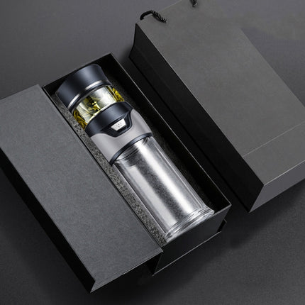 101-500ML Insulation Cup Tea Water Separation Tea Cup,Style: Glass Gray+Gift Box-garmade.com