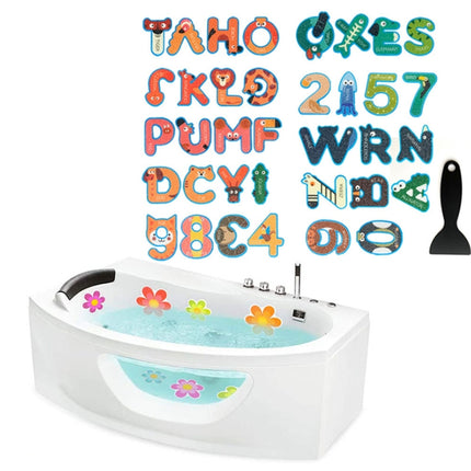 PEVA Non-slip Sticker Bathroom Bathtub Cartoon Non-slip Sticker, Model: 26 Letters+10 Numbers-garmade.com