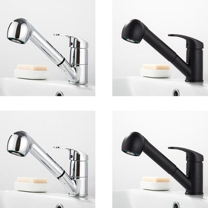 Pull-Out Hot And Cold Telescopic Scrubbed Water Tank Faucet, Specification: Copper Black(With 50cm 3/8 Water Pipe)-garmade.com