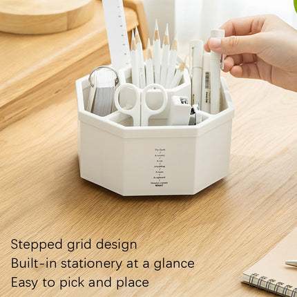 Simple Modern Large Capacity Office Desktop Storage Pen Holder, Colour: White Rotary-garmade.com