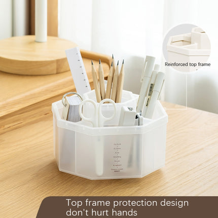 Simple Modern Large Capacity Office Desktop Storage Pen Holder, Colour: White Rotary-garmade.com