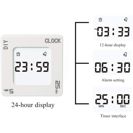Vibrating DIY Timer Flip Alarm Time Management Timing Reminder(White Black Plane)-garmade.com