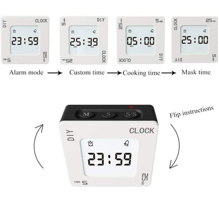 Vibrating DIY Timer Flip Alarm Time Management Timing Reminder(White Black Plane)-garmade.com