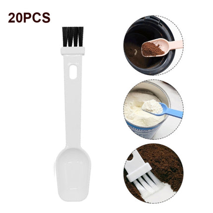 20 PCS Coffee Bean Grinder Spoon Grinder Cleaning Brush With Scale(White Handle Black Hair)-garmade.com