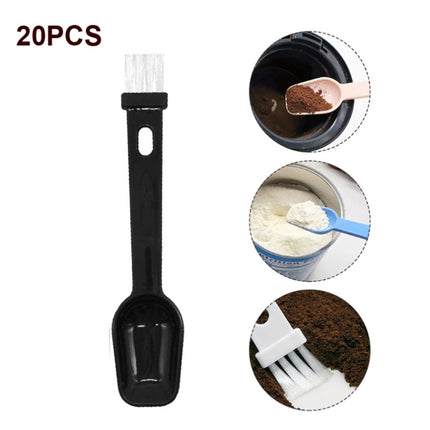 20 PCS Coffee Bean Grinder Spoon Grinder Cleaning Brush With Scale(Black Handle White Hair)-garmade.com