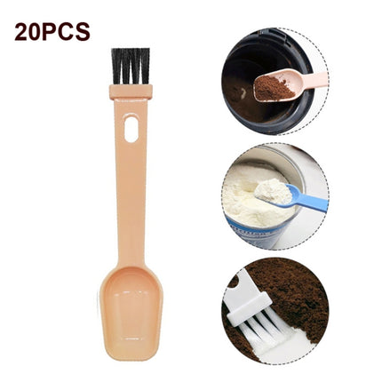 20 PCS Coffee Bean Grinder Spoon Grinder Cleaning Brush With Scale(Pink Handle Black Hair)-garmade.com