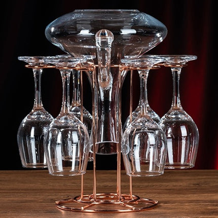 Wrought Iron Red Wine Glass Holder Decanter Stand Goblet Holder(Rose Gold)-garmade.com