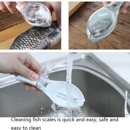 3 PCS CT1682 Thickened Plastic Fish Scaler with Cover(White)-garmade.com