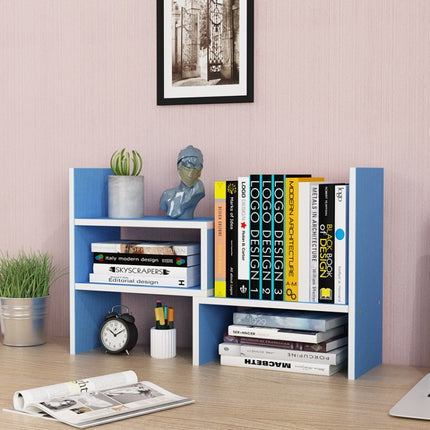 Simple Bookshelf Student Desktop Rack Dormitory Small Bookcase Office Storage Rack(Blue)-garmade.com
