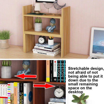 Simple Bookshelf Student Desktop Rack Dormitory Small Bookcase Office Storage Rack(Light Walnut)-garmade.com