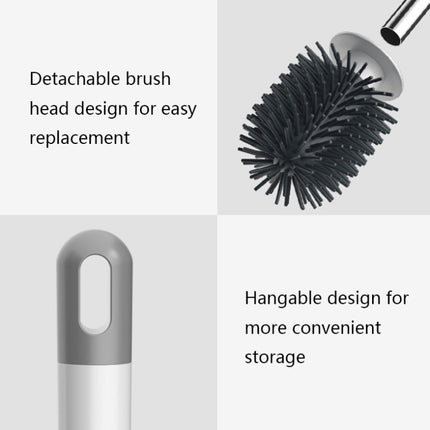 TPR Soft Glue Long-handle Toilet Brush with Base, Spec: Floor Type-garmade.com