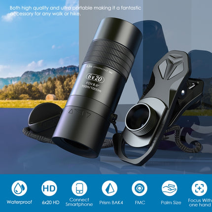 APEXEL 6X 0.3m Closest Focus Telescope Optics Lens Monocular for All Smartphones(Black)-garmade.com