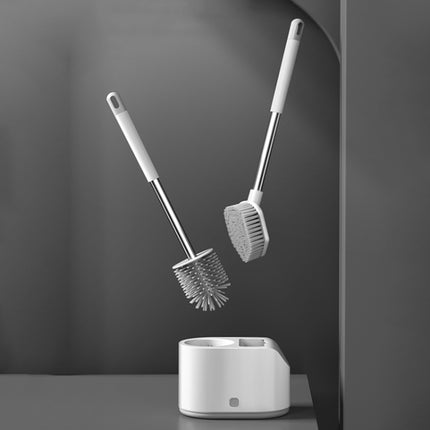 MT2 Silicone Double Brushs Head Toilet Brush Set, Colour: Wall-mount Type-garmade.com