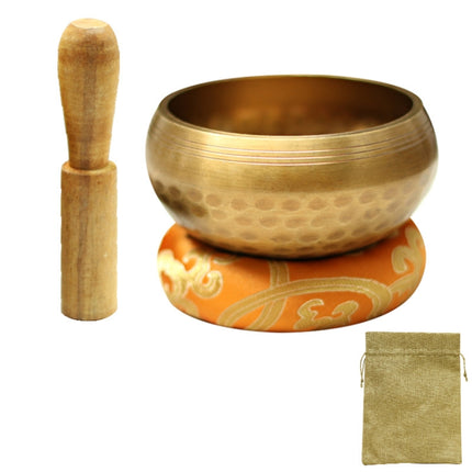 Buddha Sound Bowl Yoga Meditation Copper Bowl, Size: Diameter 8cm(Bowl+Mat+Wooden Stick+Linen Bag)-garmade.com