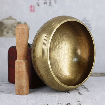 Buddha Sound Bowl Yoga Meditation Copper Bowl, Size: Diameter 8cm(Bowl+Mat+Wooden Stick+Linen Bag)-garmade.com