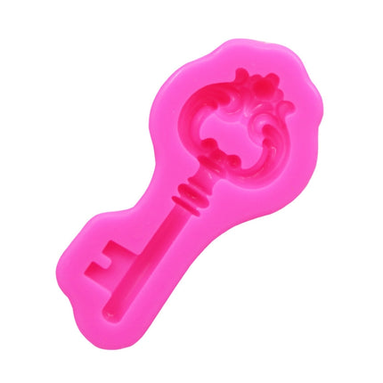 2 PCS Retro Key Fondant Cake Chocolate Silicone Mold(Pink)-garmade.com