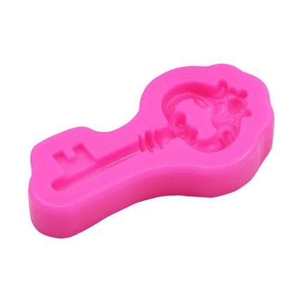 2 PCS Retro Key Fondant Cake Chocolate Silicone Mold(Pink)-garmade.com