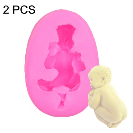 2 PCS Baby Styling Fondant Cake Chocolate Silicone Mold(Pink)-garmade.com