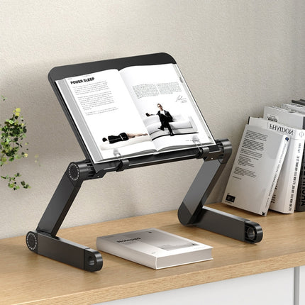 L03 Adjustable Lifting Reading Rack Book Holder Laptop Stand,Style： Double Section Black-garmade.com