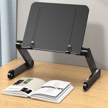 L03 Adjustable Lifting Reading Rack Book Holder Laptop Stand,Style： Double Section Black-garmade.com