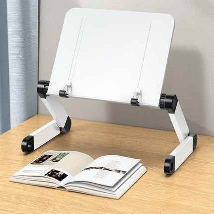 L03 Adjustable Lifting Reading Rack Book Holder Laptop Stand,Style： Double Section White-garmade.com