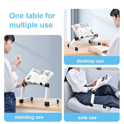 L03 Adjustable Lifting Reading Rack Book Holder Laptop Stand,Style： Double Section White-garmade.com