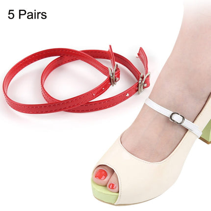 5 Pairs High Heels Leather Shoes Anti-heel Laces(Red)-garmade.com