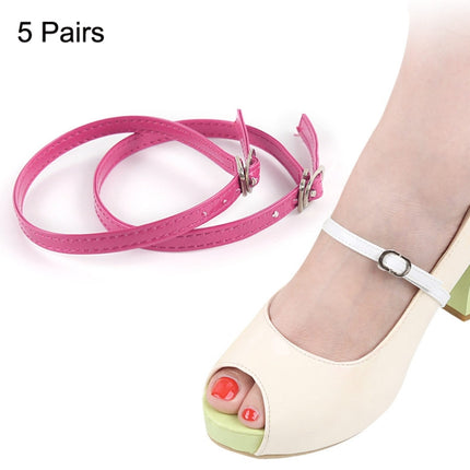 5 Pairs High Heels Leather Shoes Anti-heel Laces(Rose Red)-garmade.com