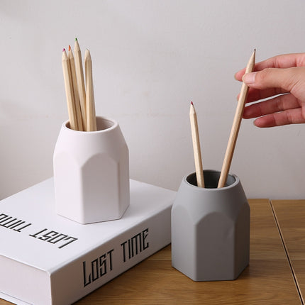 Desktop Simple Cosmetic Pen Storage Student Pen Holder Stationery Box(Minimalist Gray)-garmade.com