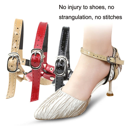 2 Pairs No Installation Triangle High Heels Anti-Drop Laces(Suede Black)-garmade.com