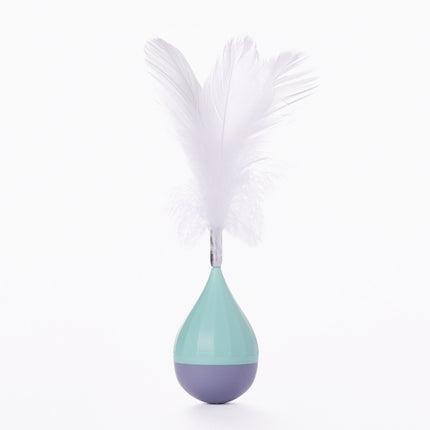 Cat Interactive Toy to Relieve Boredom Feather Tumbler Amusing Cat Stick(Green+Gray)-garmade.com