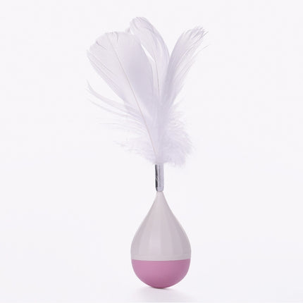 Cat Interactive Toy to Relieve Boredom Feather Tumbler Amusing Cat Stick(White+Pink)-garmade.com