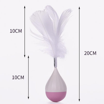 Cat Interactive Toy to Relieve Boredom Feather Tumbler Amusing Cat Stick(White+Pink)-garmade.com