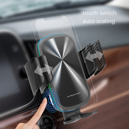 Car Outlet Wireless Charge Smart Sensing Open Mobile Phone Frame(Ordinary Mirror+Wire+Air Clip+Suction Cup Bracket)-garmade.com