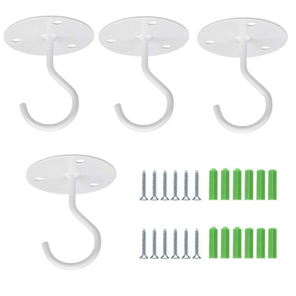 4 PCS Iron Ceiling Hook Balcony Flower Basket Hook Wall Clothes Hook(White)-garmade.com