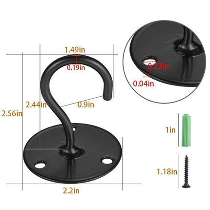 4 PCS Iron Ceiling Hook Balcony Flower Basket Hook Wall Clothes Hook(Black)-garmade.com