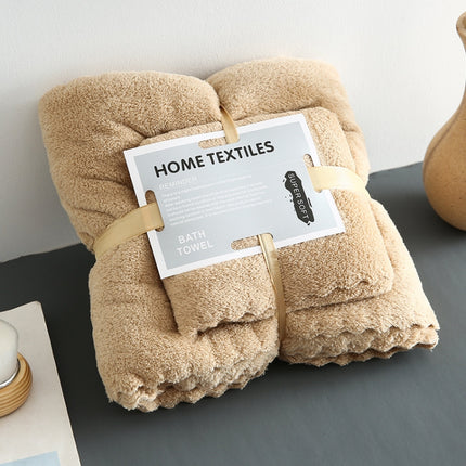 Bath Towel + Towel Set Can Wear Coral Fleece Beach Towel(Brown)-garmade.com
