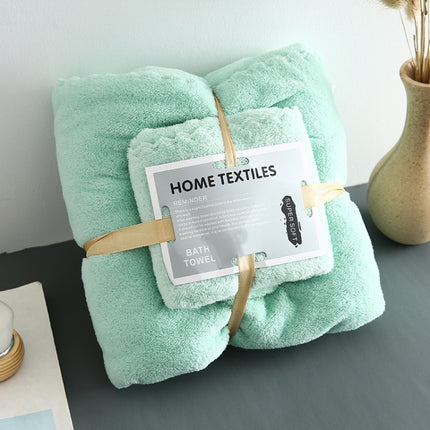 Bath Towel + Towel Set Can Wear Coral Fleece Beach Towel(Cyan)-garmade.com